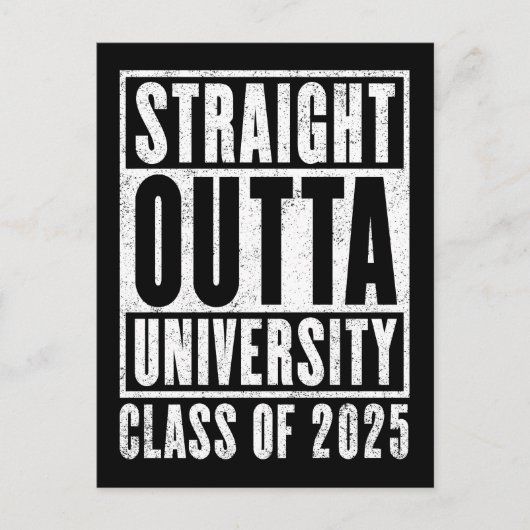 Straight Outta University 2025 Not leidende Versio Postkarte (Vorderseite)