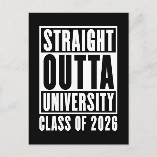 Straight Outta University Class 2026 Postkarte (Vorderseite)