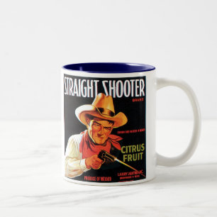 Straight Shooter Zitrusfrucht Vintage-Kistenetiket Zweifarbige Tasse