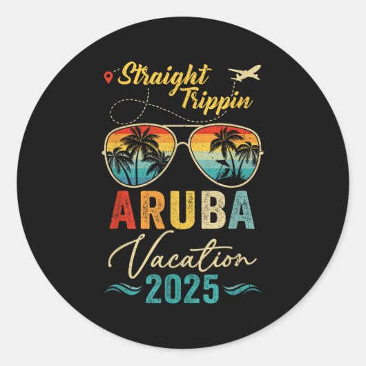 Straight Tripn Aruba 2025 Family Summer Vacation  Runder Aufkleber (Vorderseite)