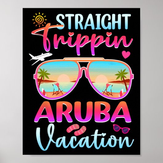 Straight Trippin Aruba 2025 Beach Summer Vacation Poster (Vorne)