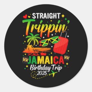 Straight Trippin' Jamaica Vacation 2025 Geburtstag Runder Aufkleber