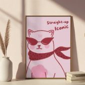 Straight-Up Iconic Pink Cat Poster
