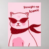 Straight-Up Iconic Pink Cat Poster (Vorne)