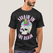 Strain in der Brain Weed Skull Flamingo Summer St. T-Shirt (Vorderseite)