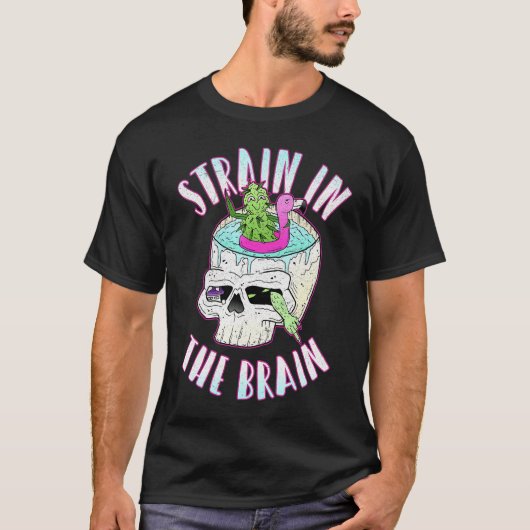 Strain in der Brain Weed Skull Flamingo Summer St. T-Shirt (Vorderseite)
