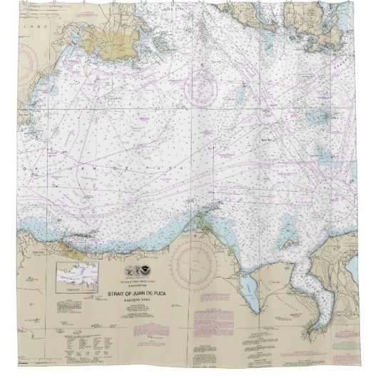 Strait of Juan de Fuca Eastern Part Nautical Chart Duschvorhang (Vorderseite)