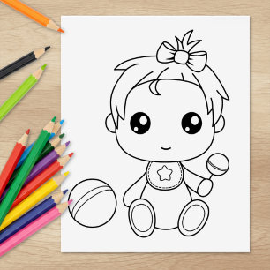 Strampelanzug-Malvorlage für Baby Mädchen Gummistempel