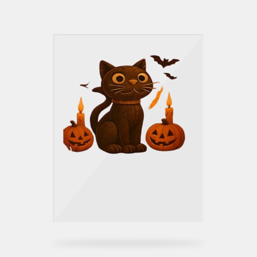 Strampler Pumpkin Cat Halloween Geschenk überversi Acrylschild (Vorderseite)