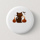 Strampler Pumpkin Cat Halloween Geschenk überversi Button (Vorderseite)