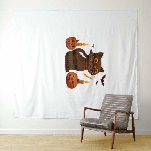 Strampler Pumpkin Cat Halloween Geschenk überversi Wandteppich (Beispiel (Horizontal))