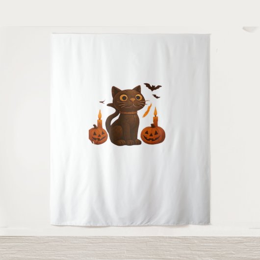 Strampler Pumpkin Cat Halloween Geschenk überversi Wandteppich (Vorderseite)