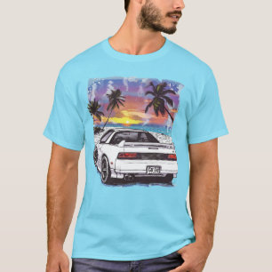 Strand 1980er Jahre White Sports Car Teen Typ Race T-Shirt