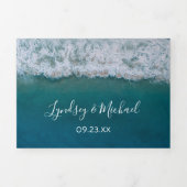 Strand 3 in 1 Hochzeit in Urlaubsort Dreifach Gefaltete Einladung (Cover)