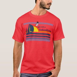 Strand 70er 80er Insel Segeln Sonnenuntergang Und T-Shirt