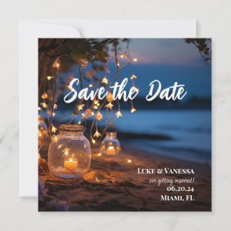 Strand Abend Lichterketten Ziel Save The Date