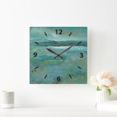 Strand Abstrakter Ozean Kunst Quadratische Wanduhr (Zuhause)