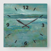 Strand Abstrakter Ozean Kunst Quadratische Wanduhr (Vorderseite)