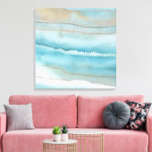 Strand Abstraktes blaues Meer Sand Wasserfarbe Ca Leinwanddruck (Insitu (Wohnzimmer))