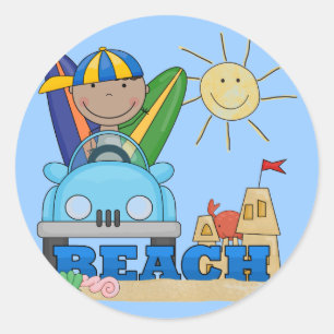 STRAND Afroamerikaner-Jungen-T-Shirts und Runder Aufkleber