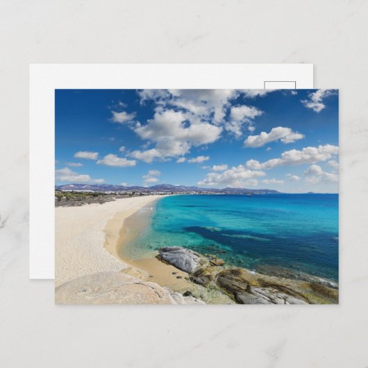 Strand Agios Prokopios auf der Insel Naxos, Griech Postkarte (Vorne/Hinten)