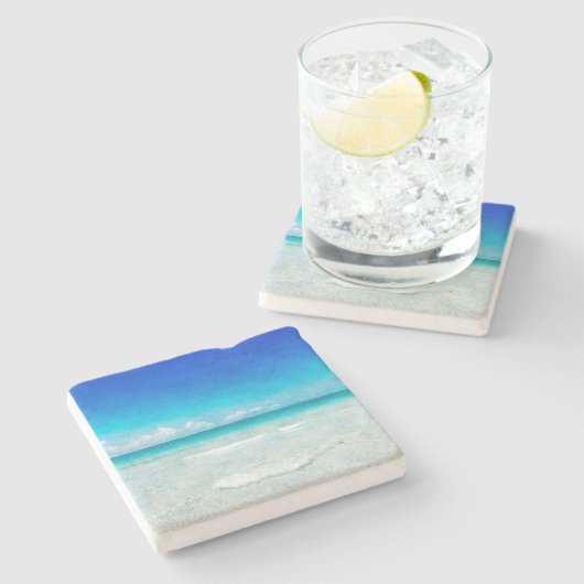 Strand am Aquamarinen Ufer des türkisblauen Wasser Steinuntersetzer (Seitenansicht)