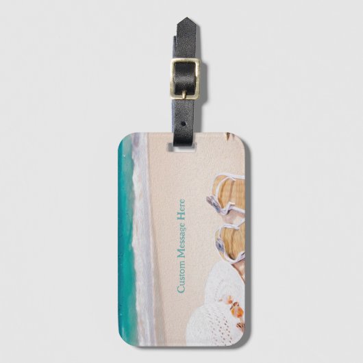 Strand am Meer: Sommer Sunhat und Sandalen Gepäckanhänger (Vorderseite Vertikal)