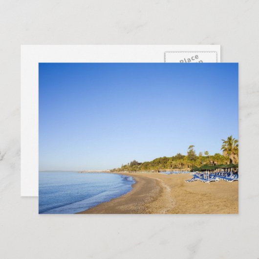 Strand an der Costa del Sol in Marbella Postkarte (Vorne/Hinten)