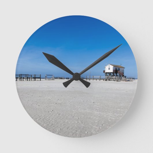 Strand an der Nordsee, Sankt Peter Ording Runde Wanduhr (Vorderseite)