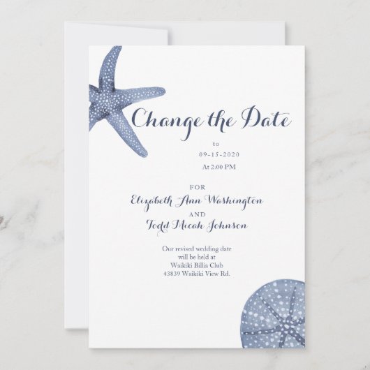 Strand Ändern Sie die Datumsfarbkarte Einladung (Vorderseite)