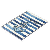 Strand Anker Blaue Streifen Notizblock (Linke Seite)