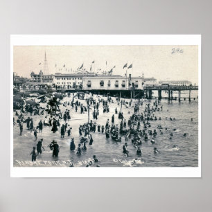 Strand-Ansicht, Asbury Park, New-Jersey Vintag Poster