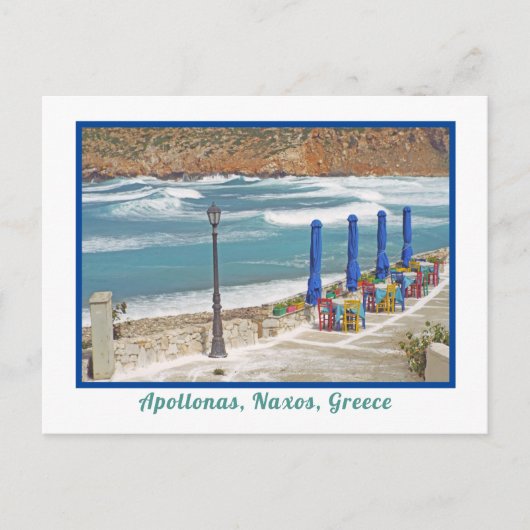 STRAND APOLLONAS, NAXOS INSEL, GRIECHENLAND POSTKARTE (Vorderseite)