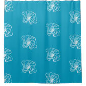 Strand Aqua Blue White Octopus Duschvorhang (Vorderseite)