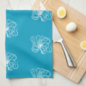 Strand Aqua Blue White Octopus Geschirrtuch (Viertel Falte)