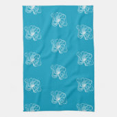 Strand Aqua Blue White Octopus Geschirrtuch (Vertikal)