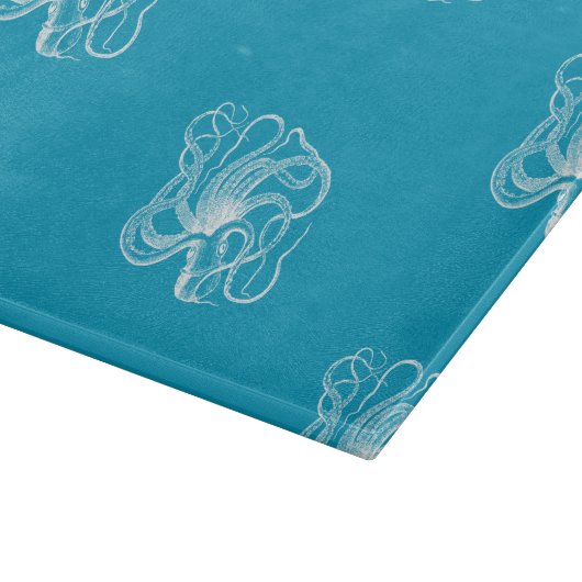 Strand Aqua Blue White Octopus Schneidebrett (Ecke)