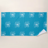 Strand Aqua Blue White Octopus Strandtuch (Vorderseite)
