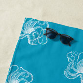 Strand Aqua Blue White Octopus Strandtuch (Beispiel)