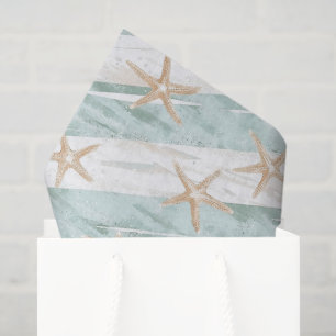 Strand Aqua Minze Seestern Streifen Brautparty Seidenpapier