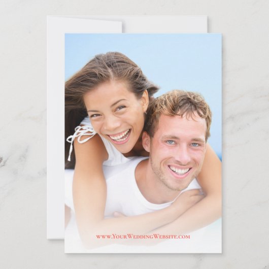 Strand Aquamarin & Coral Conch Muschel Hochzeit in Einladung (Rückseite)