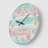 Strand Aquamarin und Korallenriffe große Uhr (Winkel)