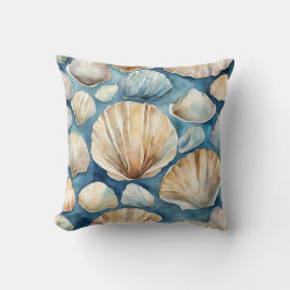 Strand Aquarell SeaShells Blue Beige Küste Kissen