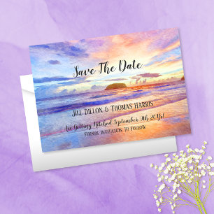 Strand Aquarell Sonnenaufgang Save The Date Einladung
