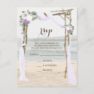 Strand Arbor Lavendel Hochzeit RSVP Postkarte