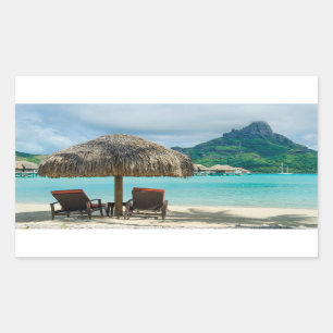 Strand auf Bora Bora Fotoaufkleber Rechteckiger Aufkleber