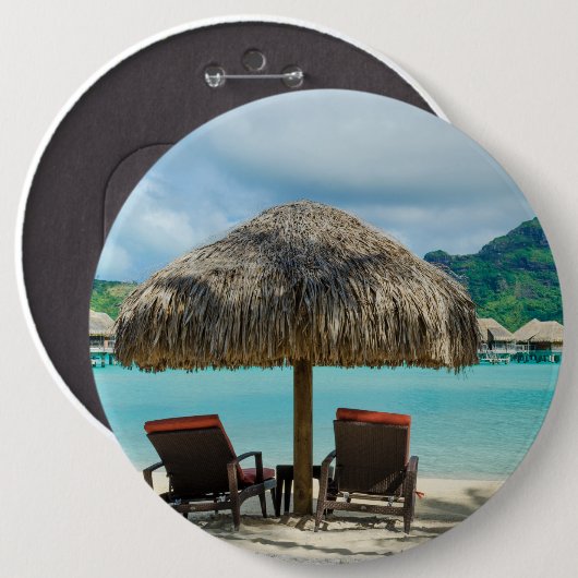 Strand auf Bora Bora Knopf Button (Vorne & Hinten)
