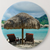 Strand auf Bora Bora Knopf Button (Vorderseite)