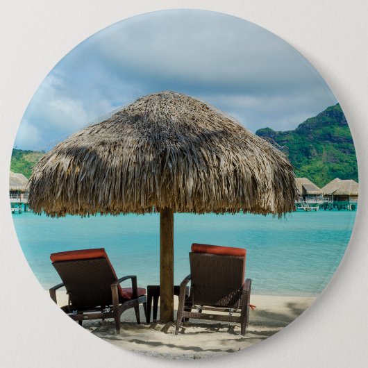 Strand auf Bora Bora Knopf Button (Vorderseite)