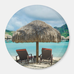 Strand auf Bora Bora rundem Magneten Magnet